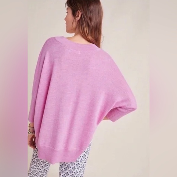 NWOT Anthropologie Araminta 100% Merino Wool V Neck Oversized Purple Pink - Picture 3 of 6